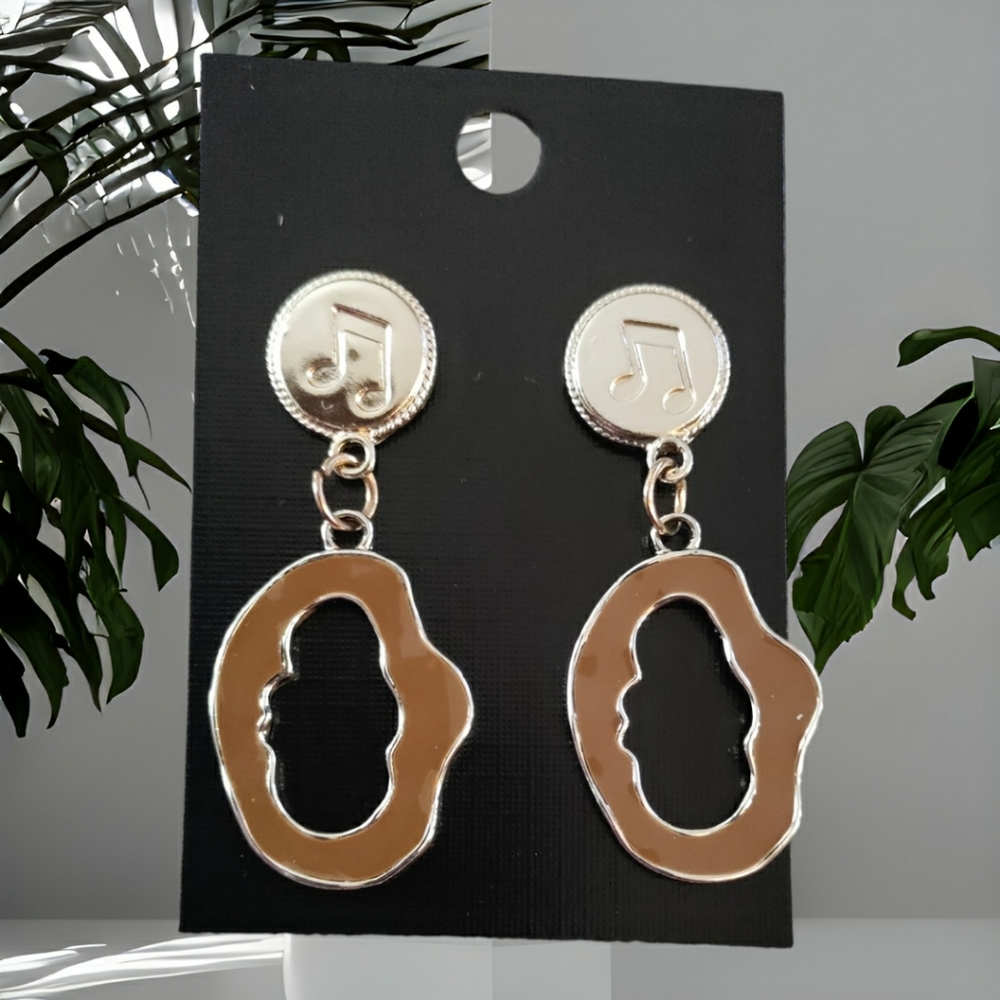 Brown enamel earrings